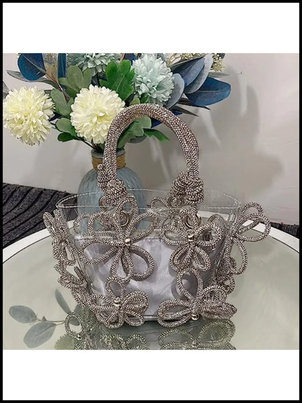 Clear Rhinestone Evening Clutch Handbag for Women Wedding Party Prom